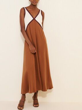 Sancia Brown Naomi Colorblock Maxi Dress Size XS 38478